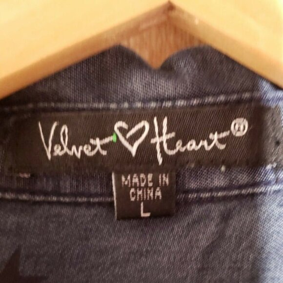 Velvet Heart Womens NWOT Blue Tencel Front Tie Star Print Long Sleeve Button... - Picture 5 of 7